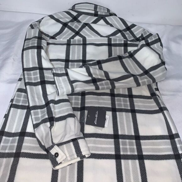women's soft Eddie Bauer Venture Fleece Button Front Shirt size M Natural Plaid - Picture 10 of 11